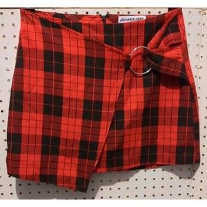 Almost Famous Red Black Plaid Mini Skirt Size 7 Wrap